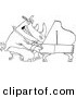 Vector of a Cartoon Rhino Pianist - Outlined Coloring Page by Toonaday
