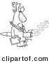 Vector of a Cartoon Rocket Through a Man's Stomach - Outlined Coloring Page by Toonaday