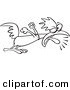 Vector of a Cartoon Rooster Screaming a Wake up Call - Coloring Page Outline by Toonaday