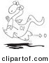 Vector of a Cartoon Running Dinosaur - Outlined Coloring Page by Toonaday