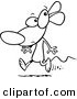 Vector of a Cartoon Running Mouse - Outlined Coloring Page by Toonaday
