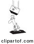 Vector of a Cartoon Safe Falling on an Unlucky Businessman - Coloring Page Outline by Toonaday