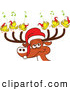 Vector of a Cartoon Santa Reindeer with Singing Birds by Zooco