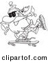 Vector of a Cartoon Santa Skateboarding - Coloring Page Outline by Toonaday