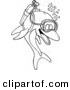 Vector of a Cartoon Scuba Dolphin - Outlined Coloring Page by Toonaday