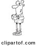 Vector of a Cartoon Skinny Basketball Player Holding a Ball - Outlined Coloring Page by Toonaday