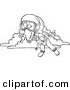 Vector of a Cartoon Skydiving Woman - Coloring Page Outline by Toonaday