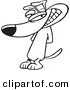 Vector of a Cartoon Sneaky Dog Grinning - Coloring Page Outline by Toonaday
