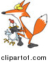 Vector of a Cartoon Sneaky Fox Stealing a Chicken by Toonaday