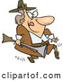 Vector of a Cartoon Sneaky Pilgrim Tip Toeing and Carrying a Blunderbuss by Toonaday