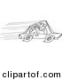 Vector of a Cartoon Speeding Driver - Coloring Page Outline by Toonaday