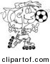 Vector of a Cartoon Sporty Girl Roller Blading with a Basketball and Soccer Ball - Coloring Page Outline by Toonaday