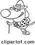 Vector of a Cartoon St Patricks Day Dog Leaning on a Cane - Coloring Page Outline by Toonaday