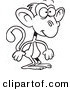 Vector of a Cartoon Standing Monkey - Outlined Coloring Page by Toonaday