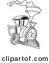 Vector of a Cartoon Steam Engine Train - Outlined Coloring Page Drawing by Toonaday