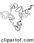 Vector of a Cartoon Stunt Bear Playing Music and Riding a Unicycle - Outlined Coloring Page by Toonaday