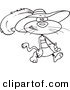 Vector of a Cartoon Stylish Cat Wearing a Hat - Coloring Page Outline by Toonaday