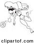 Vector of a Cartoon Summer Woman Playing Beach Volleyball - Coloring Page Outline by Toonaday