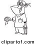 Vector of a Cartoon Surgeon Holding a Brain out - Outlined Coloring Page by Toonaday