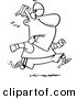 Vector of a Cartoon Tired Man Jogging - Outlined Coloring Page by Toonaday