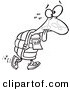 Vector of a Cartoon Tired Tortoise Walking in a Race - Outlined Coloring Page by Toonaday