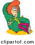 Vector of a Cartoon Tired Woman Slumped in an Arm Chair by Toonaday