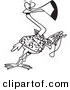 Vector of a Cartoon Tourist Flamingo Taking Pictures - Coloring Page Outline by Toonaday