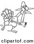 Vector of a Cartoon Turkey Pilgrim Hunting - Outlined Coloring Page by Toonaday