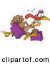 Vector of a Cartoon Turkey Running with Luggage by Toonaday