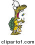 Vector of a Cartoon Turtle Eating Flies by Toonaday