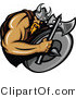 Vector of a Cartoon Viking Warrior Mascot Armed with an Axe by Chromaco