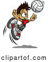 Vector of a Cartoon Volleyball Boy Jumping to Hit the Ball by Chromaco
