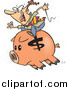 Vector of a Cartoon White Businessman Riding a Piggy Bank by Toonaday