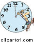 Vector of a Cartoon White Man on a Daylight Savings Clock by Toonaday