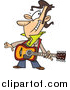 Vector of a Cartoon Winking Male Guitarist by Toonaday