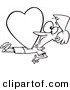 Vector of a Cartoon Woman Being Crushed with a Love Heart - Outlined Coloring Page by Toonaday