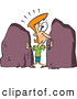 Vector of a Cartoon Woman Being Squished Between Two Big Rocks by Toonaday