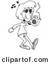 Vector of a Cartoon Woman Carrying a Boom Box - Coloring Page Outline by Toonaday