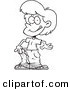 Vector of a Cartoon Woman Displaying Her Loose Pants - Outlined Coloring Page by Toonaday