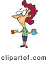 Vector of a Cartoon Woman Holding Pills and a Glass of Water by Toonaday