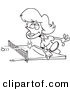 Vector of a Cartoon Woman Playing Table Tennis - Coloring Page Outline by Toonaday