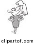 Vector of a Cartoon Woman Showing off Her New Dress - Coloring Page Outline by Toonaday