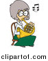 Vector of a Cartoon Woman Sitting AndPlaying a French Horn by Toonaday