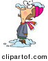Vector of a Cautious Cartoon Woman with Snow Dropping over Her Head by Toonaday