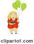 Vector of a Chubby Blond Woman Carrying a Birthday Cake and Balloons by BNP Design Studio