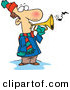 Vector of a Cold Cartoon Man Playing a Horn Outside in Winter Weather by Toonaday