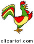 Vector of a Colorful Rooster Crowing by LaffToon