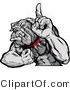 Vector of a Competitive Cartoon Bulldog Mascot Flexing Muscles While Pointing Finger up by Chromaco
