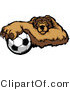 Vector of a Competitive Soccer Bear Mascot Gripping Ball with Paw by Chromaco