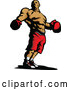 Vector of a Confident Confident Male Boxer Wearing Gloves and Shorts by Chromaco